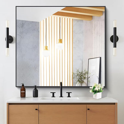 Black Bathroom Mirror for Wall, 36x40 Inch Rectangle Mirrors - Image 2