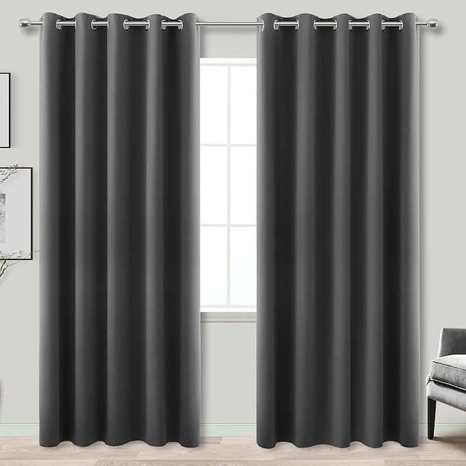 KOUFALL 96 Inch Curtains Long 2 Panel Set, 70 Inch Wide Grommet Blackout Drapes - Image 3
