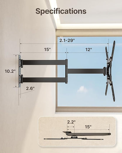 monTEK Long Arm TV Wall Mount for Most 23-65 Inch TVs, 29 Inch Long Extension - Image 8