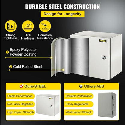 VEVOR NEMA Steel Enclosure 12×12×8, NEMA 4X Steel Electrical Box, IP66 - Image 3