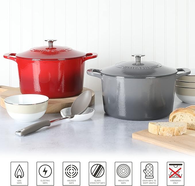 MARTHA STEWART Gatwick 7-Quart Enamel Cast Iron Dutch Oven – Red Ombre – - Image 5