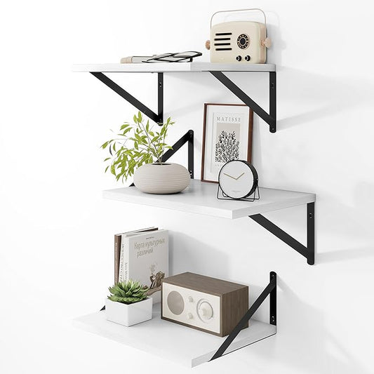 Heimlove Deep Floating Shelves for Wall, 12 Inch Deep Floating Shelves Set of 3 by Heimlove