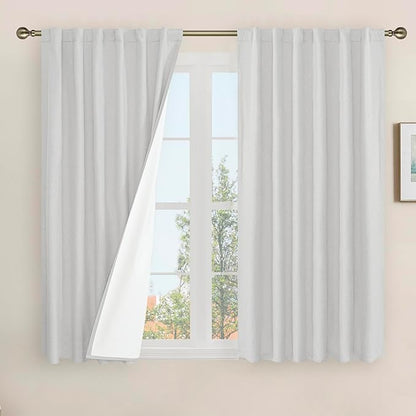 LAMIT Light Grey Linen Full Blackout Window Curtains by LAMIT
