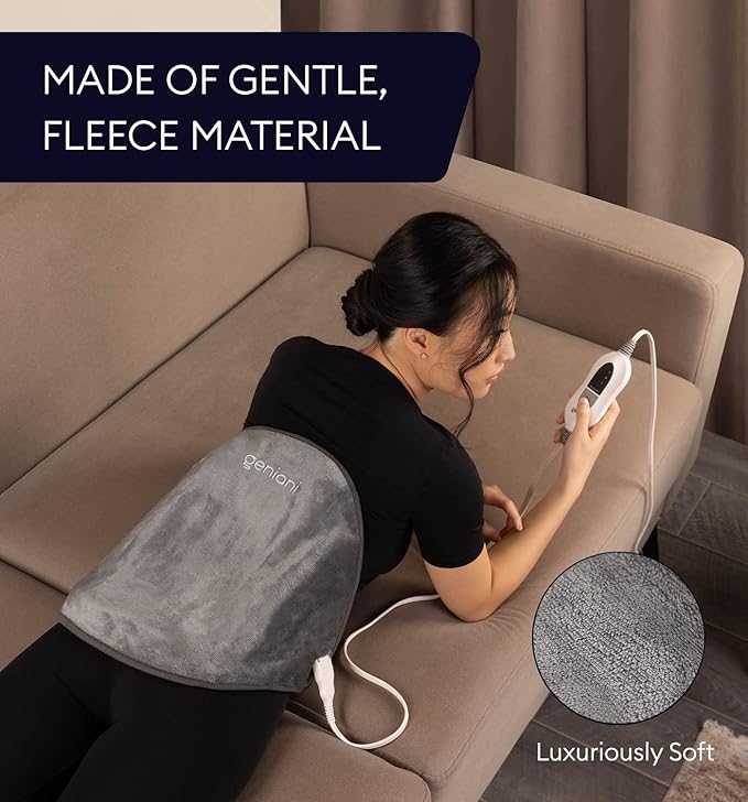 GENIANI Electric Heating Pad for Back Pain & Cramps Relief, Adjustable Strap - Image 6