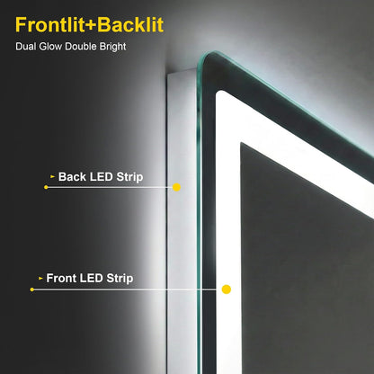 LED Bathroom Mirror with Lights, 30"x40" Lighted Vanity Mirror for Wall | Anti-Fog, Dimmable 3 Color Light, Backlit+Frontlit, Shatterproof Tempered Glass, Memory Function