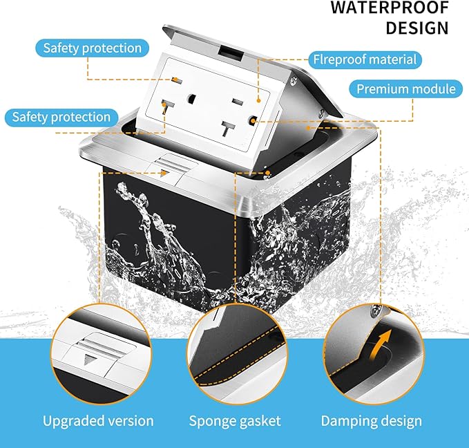 Vagueior Recessed Floor Electrical Outlet Kit, Waterproof Electrical Outlet - Image 3