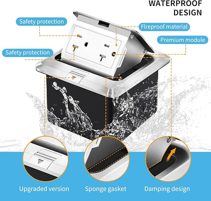 Vagueior Recessed Floor Electrical Outlet Kit, Waterproof Electrical Outlet - Image 3
