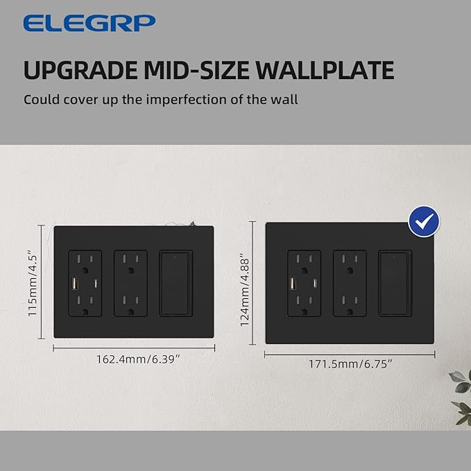 ELEGRP 3-Gang Screwless Decorative Wall Plates, Mid-Size Unbreakable - Image 6
