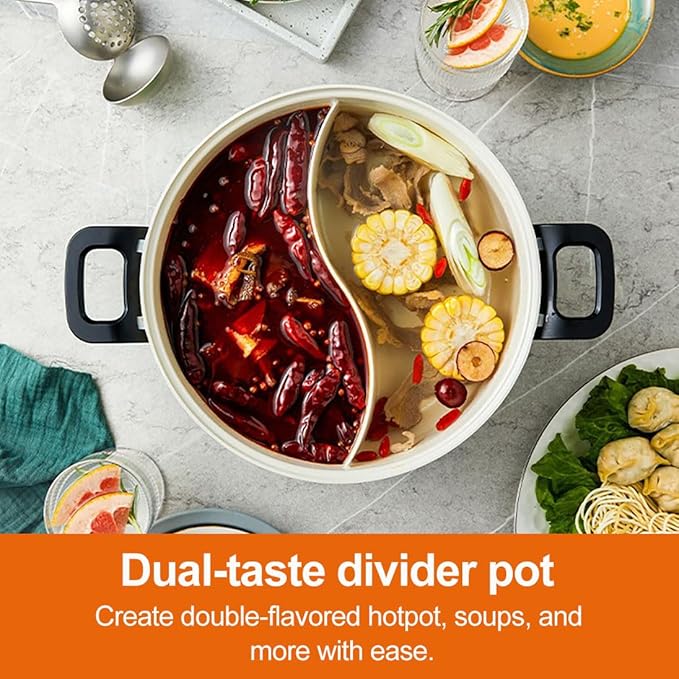 Joydeem 2 in 1 Electric Hot Pot, Shabu Shabu Pot - Image 4