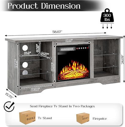 VITESSE 58 Inches Fireplace TV Stand - Image 2