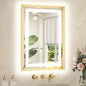 22 x 30 Bathroom LED Mirror Brushed Gold Metal Frame Frontlit & Backlit Vanity Mirror Anti-Fog Stepless Dimmable 3 Colors White/Warm/Natural Mirror with Lights Wall-Mounted