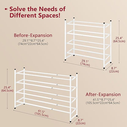 Tajsoon Expandable Shoe Rack for Closet 4 Tier, 29“-41“Adjustable & Stackable - Image 3