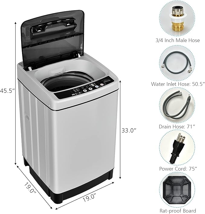 Giantex Full Automatic Washing Machine, 2 in 1 Portable Laundry Washer 1.5Cu.Ft - Image 3