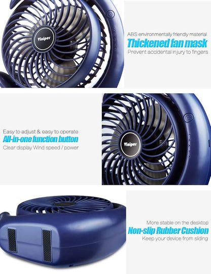 Viniper Portable Rechargeable Fan, Small Desk Fan : 3 Speeds & about 8-24 Hours - Image 3