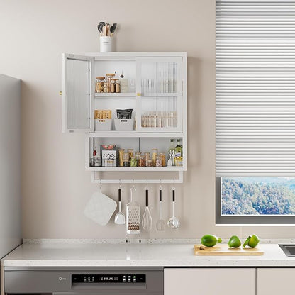 Bathroom Wall Cabinet with 2 Glass Door, Bathroom Medicine Cabinet with Towels - Image 9