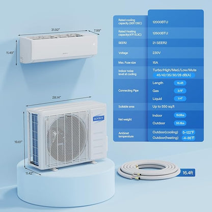 ROVSUN 12000 BTU Wifi Enabled Mini Split Air Conditioner & Heater - Image 8