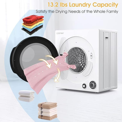 COSTWAY Portable Clothes Dryer, 13.2 LBS Front Load Compact Laundry Dryer - Image 3