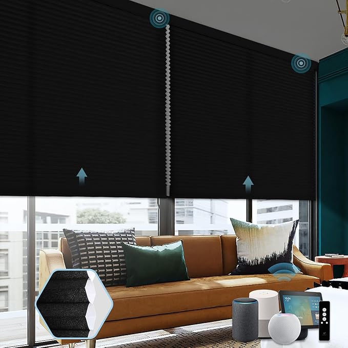SmartWings Motorized Cellular Shades, Honeycomb Blinds Compatible by SmartWings
