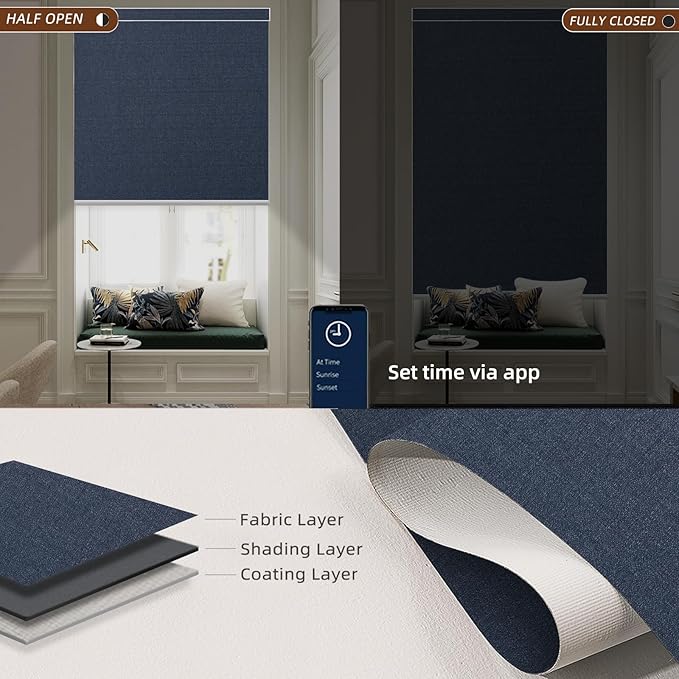 Motorized Roller Shade: Blackout, Electric Blinds, Compatible - Image 2