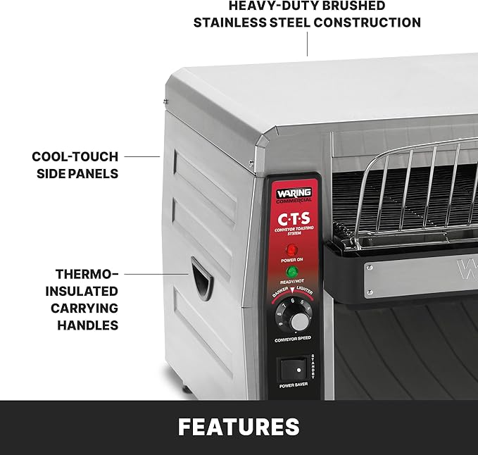 Waring Commercial CTS1000 Coneyer Toaster, 450 Slices per hour, 5-15 Phase Plug - Image 4