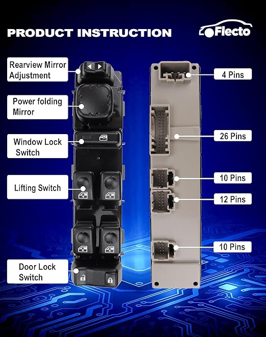 Flecto Master Power Window Switch Driver Side 15883323 - Image 3