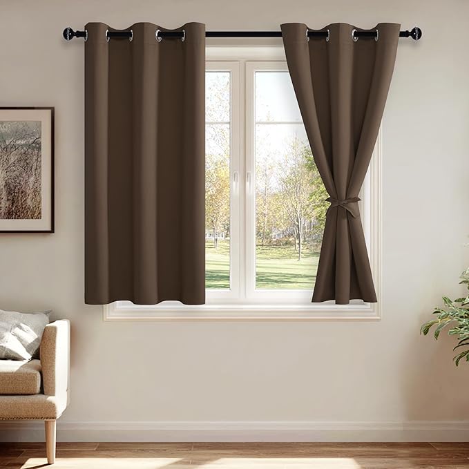 JIUZHEN Blackout Curtains with Tiebacks by JIUZHEN