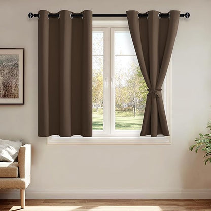 JIUZHEN Blackout Curtains with Tiebacks by JIUZHEN