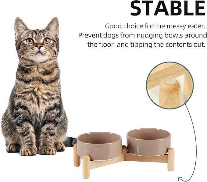 Ceramic 5.1inch Raised Double Bowls Set - Image 6
