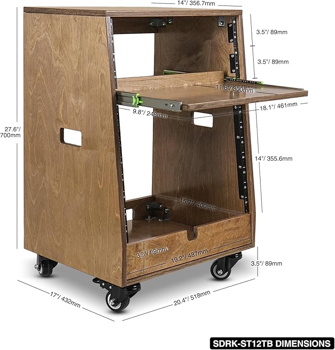 Sound Town DIY Slanted 12U Studio Rack, - Image 5