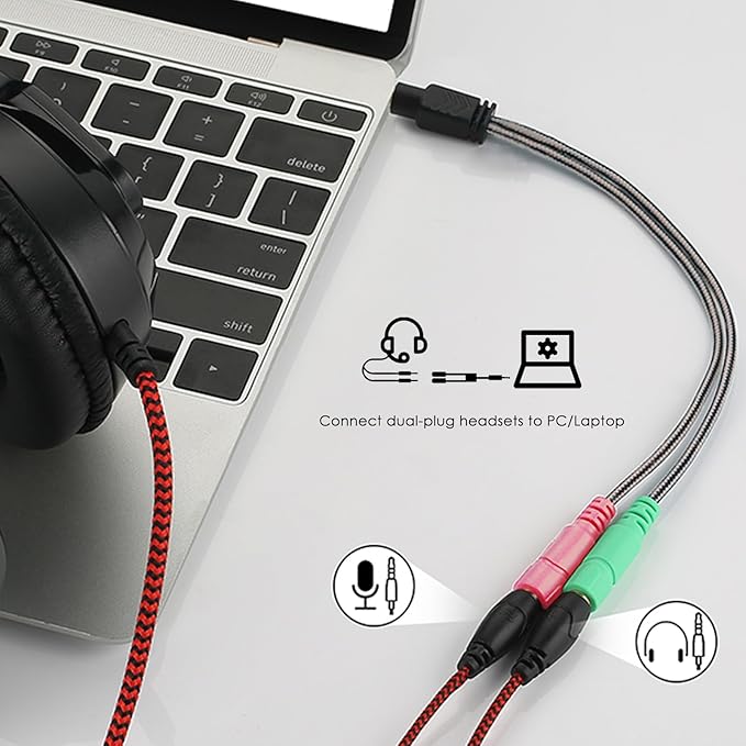MillSO Headphone Mic Splitter, 3.5mm Headset Adapter 2 TRS Female to TRRS Male - Image 2