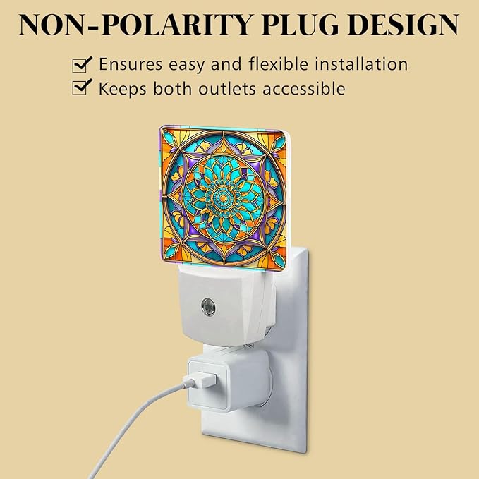 PODMemory Mandala Stained Glass Night Lights Plug into Wall - Image 4