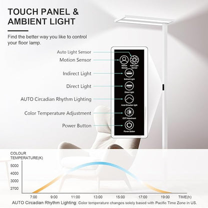 STERREN 76'' Motion Sensor Floor Lamp, 105W Modern LED Floor Lamp, Smart - Image 5