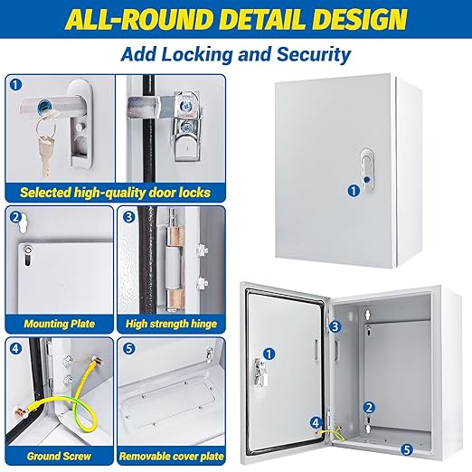 Electrical Box 16 x 12 x 8'' Steel Electrical Junction Box，NEMA 4X Steel - Image 4