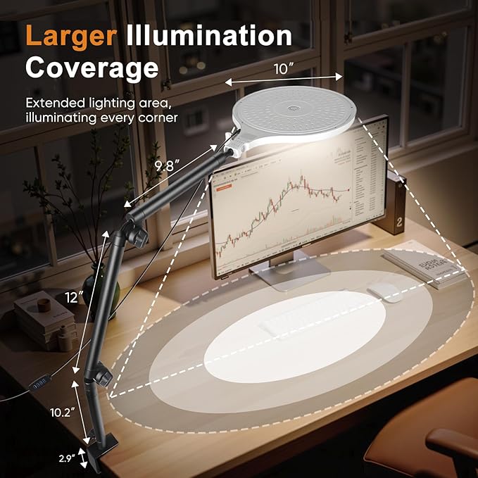 Desk Ring Light, 360°Rotate & Flexible Height Full-Screen Overhead Ringlight - Image 6