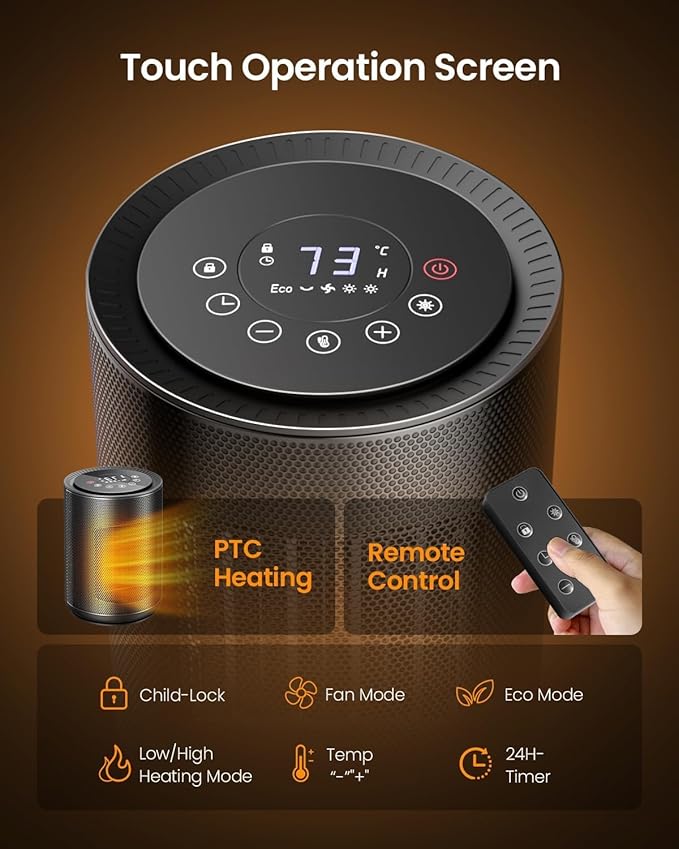 Small Space Heaters for Indoor Use, Mini Portable Electric Heaters Fan - Image 4