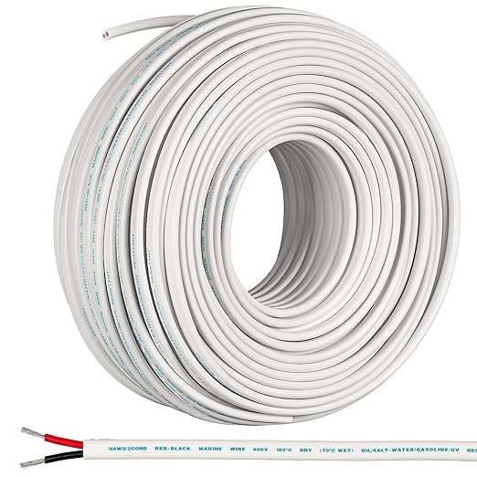 GS Power 100 Ft Duplex Marine Wire, 18 Gauge Wire, Oxygen-Free Tinned Copper 18 by GSPower