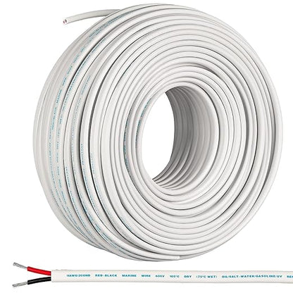 GS Power 100 Ft Duplex Marine Wire, 18 Gauge Wire, Oxygen-Free Tinned Copper 18 by GSPower