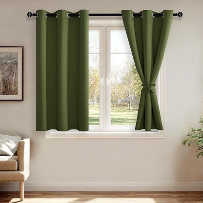 JIUZHEN Olive Green Blackout Curtains by JIUZHEN