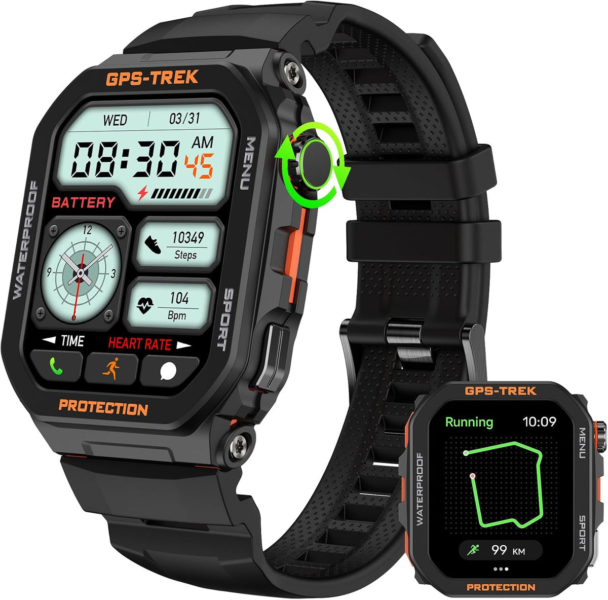 military smart watches for men built-in gps with, main product view