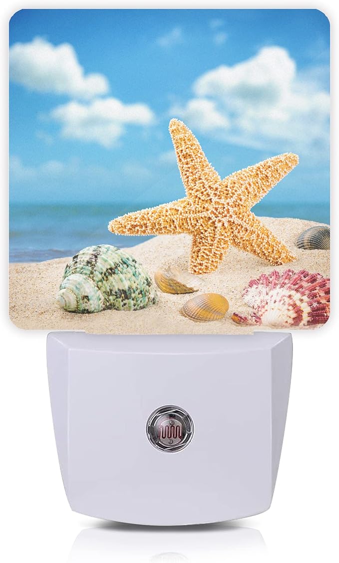 Smoaffly Seashells Starfishes Beach Night Light Plug-in LED Nightlights Auto by Smoaffly