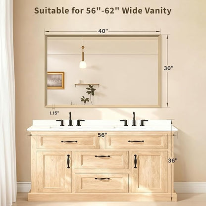Oak Wood Effect Framed Wall Mirror, 30x48 Rectangle Mirror, Anti-desilvering - Image 2