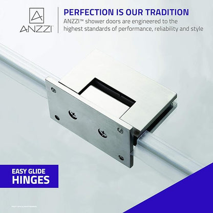 ANZZI 72" x 30" Frameless Shower Door in Brushed Nickel, Water Repellent Glass - Image 5