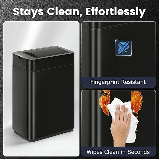 Sensor Trash Can with Butterfly Lid 2.6 Gallon Rectangular Automatic Garbage Can - Image 6