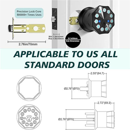 Black Door Knobs with Digital Keypad Lock, Electronic Door Lock with Handle - Image 6