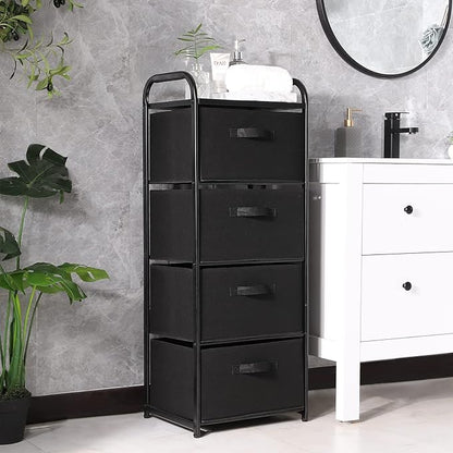 MAX Houser 4 Drawer Fabric Dresser Tall Storage Tower, Dresser Chest - Image 4