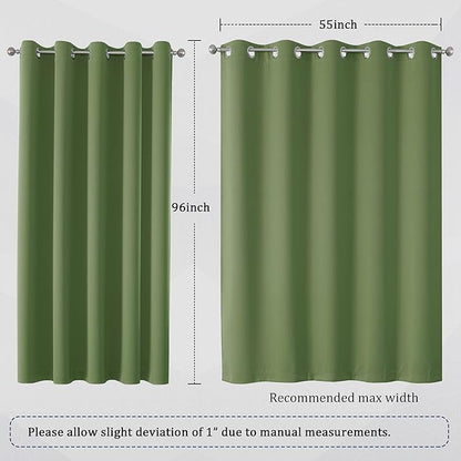 DUALIFE Grommet Curtains Sage Green 96 Inch Length 2 Panels Set Light Blocking - Image 6