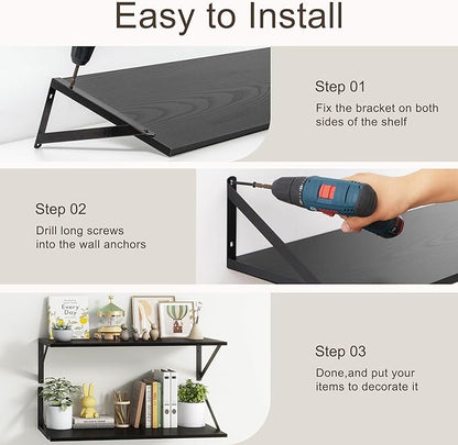 Deep Black Floating Shelves for Wall, 10 Inch Deep Floating Shelf - Image 7