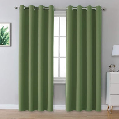 Dualife Sage Green Room Darkening Curtains 84 Inches Long by DUALIFE