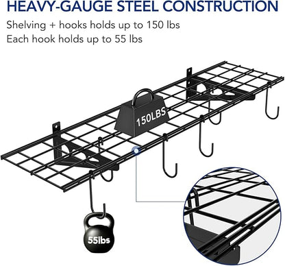 FLEXIMOUNTS Garage Wall Shelving, 1x4 ft, Includes 6 Bike Hooks, Wall Shelf - Image 4