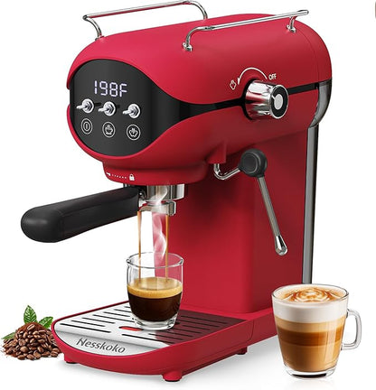 Espresso Machine with Steam Milk Frother Semi Automatic 20 Bar Compact Red with by Unknown